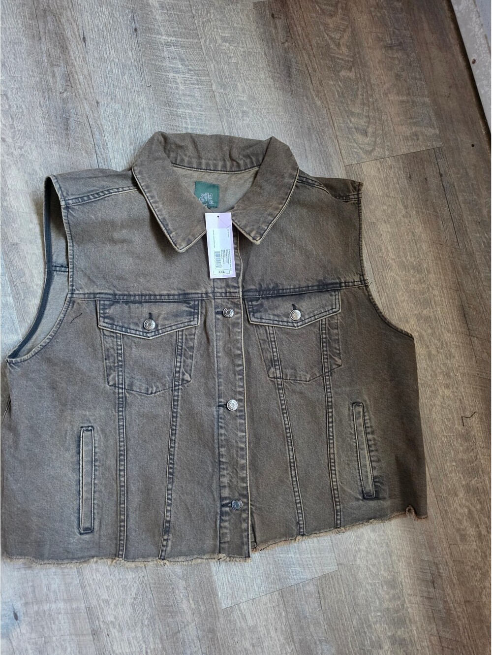Wild Fable Women's Sleeveless Denim Jacket Vest XXL Brown
